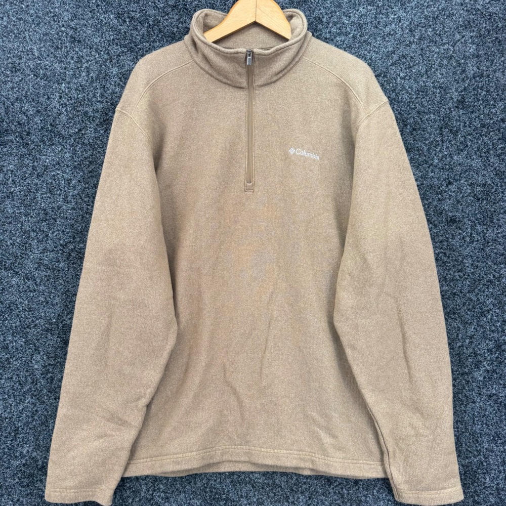 Columbia Mens XXL Tan Heather Quarter Zip Pullover Sweater 1652221-257